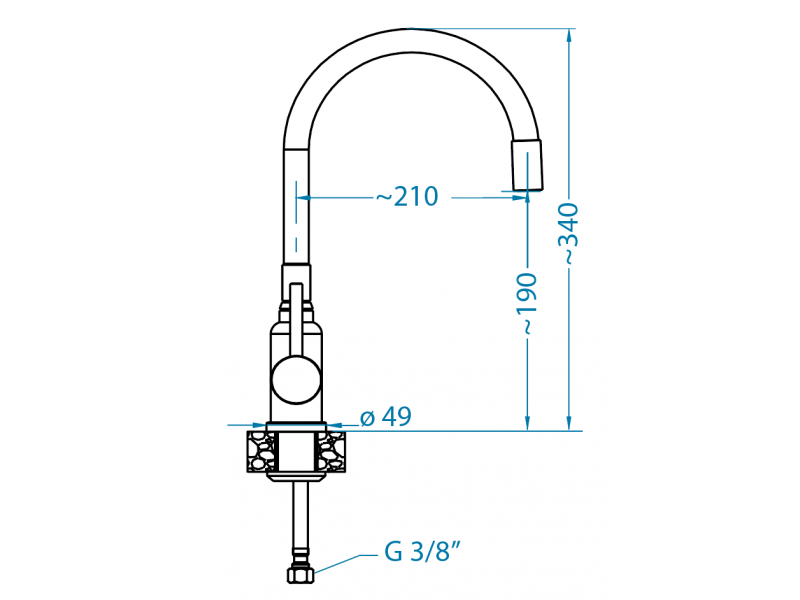 Dimenzije kuhisnjke armature ALveus Flexa