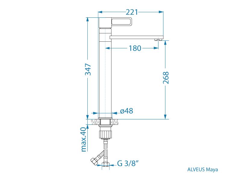 dimenzije kuhinjske armature Aveus Maya
