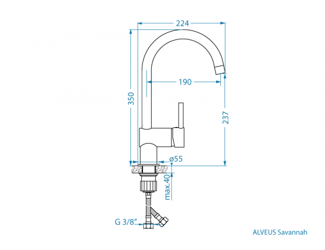 Dimenzije kuhinjske armature U oblike