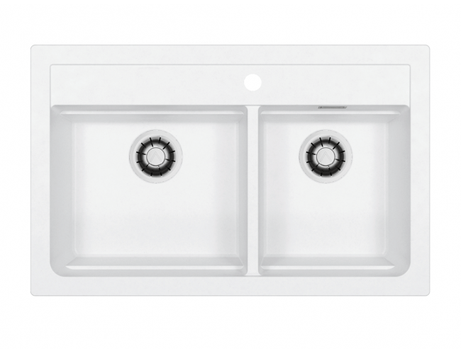 Dvojno, belo granitno kuhinjsko korito Alveus Atrox 50