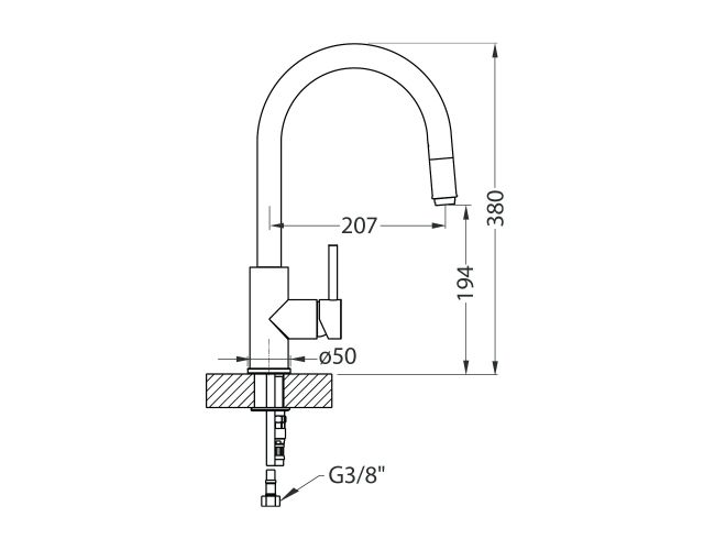 dimenzije kuhinjske pipe Alveus Delos